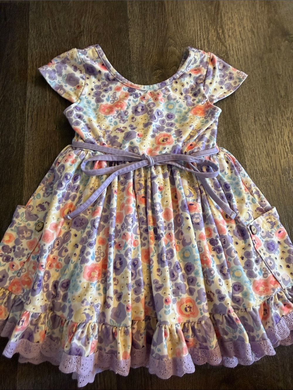 cheeky plum Lavender Floral Belted Day Dress